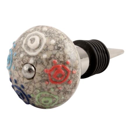 Mixed Circular Crackle Ceramic Wine Stopper